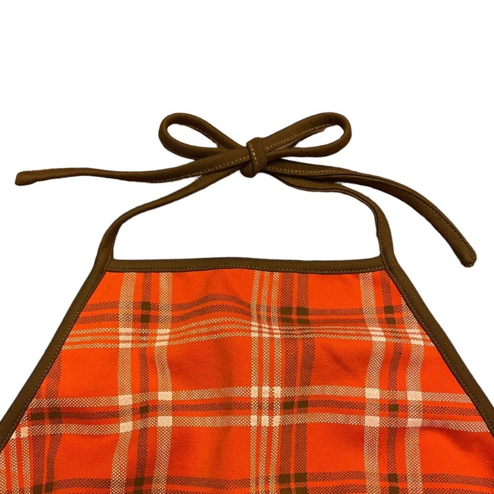 I.AM.GIA Orange Polaris Plaid Halter Top - Picture 3 of 8